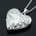 Locket Hollow Heart Photo Pendant Chain Necklace