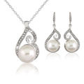 Elegant CZ Pearl Necklace Earring Set (LAST ONE)