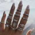 15Pcs/set Silver Midi Finger Ring Set Vintage Punk Boho Knuckle Rings