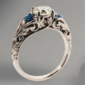 Silver White Sapphire CZ Gemstone Floral Ring