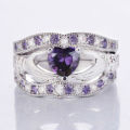 Irish Claddagh Celtic Heart Amethyst CZ Ring