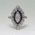 Antique Edwardian Silver Blue Sapphire CZ Fashion Ring (LAST ONE)