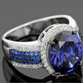 Silver Sapphire CZ Ring