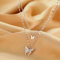 Silver Layered Butterfly Necklace