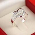 Gorgeous Silver Rings Women White Sapphire CZ Heart Infinity Ring Jewelry Gift Size 7-8