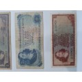 TW de Jongh Set of R1, R2, R5 and R10 South African Banknotes
