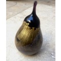 glass pear paper weight , gold accent
