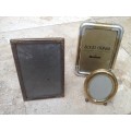 vintage brass photo frame with convex glass plus 2 other brass frames