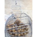 bingo cage vintage tumbler wheel,  and balls , with brass ball scoop