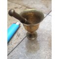 vintage  mortar and pestle brass