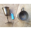 argent pewter cup , and du uberti italy goblet