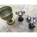 3 old trophies , 1945 - 1979 (one med 2 small)