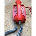 vintage red retro rotary dial up telephone