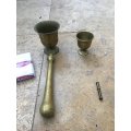Brass mortar and pestle pair , small and medium