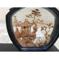 vintage chinese three dimensional cork Paintings painting Diorama, pen holder