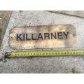 vintage brass KILLARNEY sign, solid brass plaque