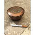 vintage copper utility bowl with lid , africa african animal theme
