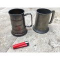vintage pewter Tankard marked Colin 1973 , with plated tankard marked Colin