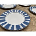 golden rabbit enamelware blue stripe plates lot of 4