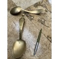 Vintage Serving Spoon spoons Brass Siam Thai Style Strong Old Brass Collectible pair