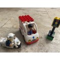 duplo emergency services bike and ambulance with traffic light