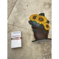 vintage cast iron door stop doorstop doorstopper sunflowers sunflower