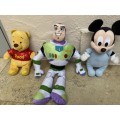 buzz lightyear , mickey mouse + winnie the pooh disney doll lot