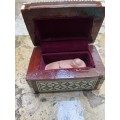 vintage mother of pearl trinket box with baby jesus