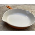 Le Creuset Skillet #16 Orange Enamel Cast Iron France Double Spout Frying Pan