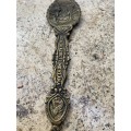 Vintage Brass Spoon Wall Hanging of Rumi and Whirling Dervish Mystic Ya Hazreti Mevlana