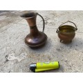 vintage webaware weba ware pitchet jug with mini brass chauldron