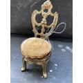 vintage brass pin needle cushion chair