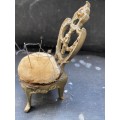 vintage brass pin needle cushion chair