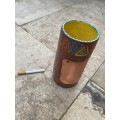 glazed tiki mug pottery tankard numbered