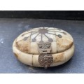 vintage camel bone and brass inlay hinged trinket box