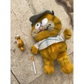 vintage garfield blue outfit plush doll and paws Garfield pvc ice cream pair