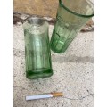 pair of vintage green tone consol coke glass glasses