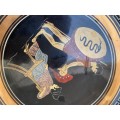 vintage copper Greek wall plate a soldier and his wife , hand painted numbered