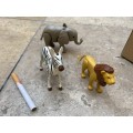 vintage playmobil elephant 1980 with zebra and Lion figures figure