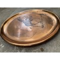 vintage royal sable copper plate Giraffe scene 29cm
