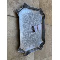 vintage hammered rectangular silver plated copper tray