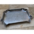 vintage hammered rectangular silver plated copper tray
