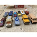 vintage lot of diecast cars in storage case , realtoy matchbox hot wheels mixed lot 11