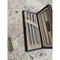 vintage Parker 10 mechanical pencil UK , zig 0.5 pencil and inoxcrom pen spain lot in parker case