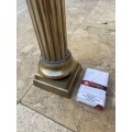 pair of antique corinthian column pillar heavy brass candle holders 45 cm