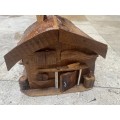 log cabin bird house hand made wood