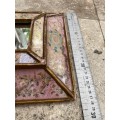 vintage peruvian wood reverse painted glass frame peru glass scalloped mirror , numbered R Berrocal