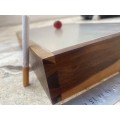 vintage rosewood utility lidded box dovetail joints Bakelite handle