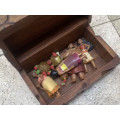 disney moana figure lot of 7 figures in vintage wood box