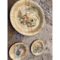 vintage bamboo plates made in Taiwan set of 3